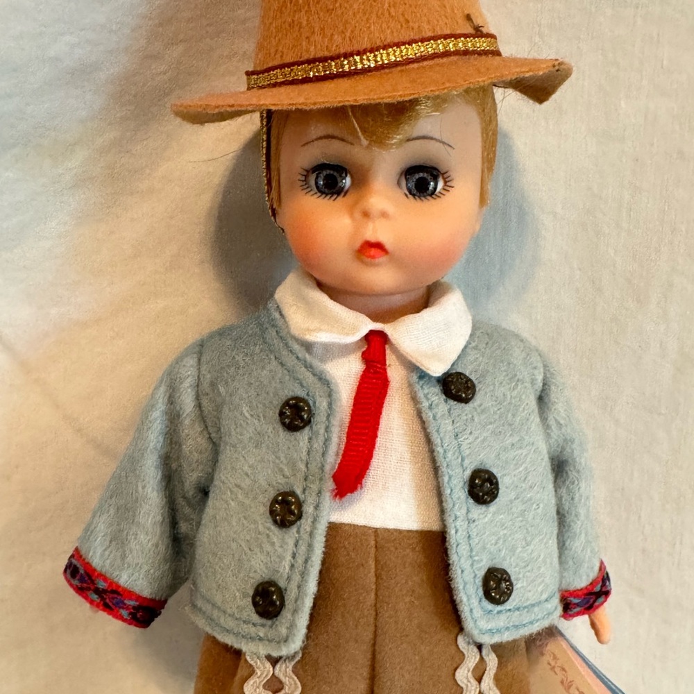 Madam Alexander Austria boy Doll with Blue Jacket and Red Tie #533 with box
